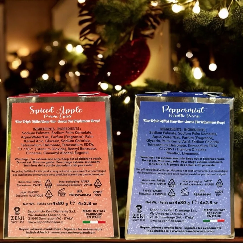 Scented Soap Set - Spiced Apple & Peppermint 8 pc Total Made In Italy